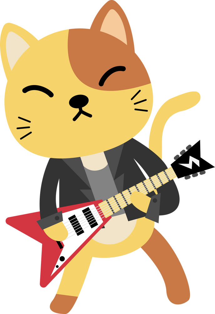 Cat Playing Guitar Illustration